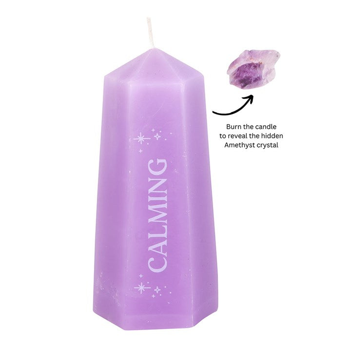 Calming Crystal Candle with Rough Amethyst 435g