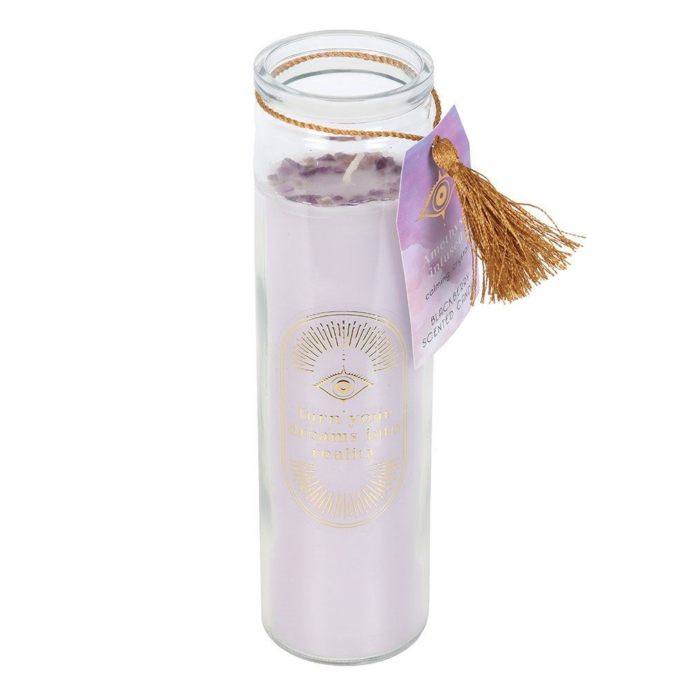 Blackberry Tube Candle with Amethyst Crystals 598g