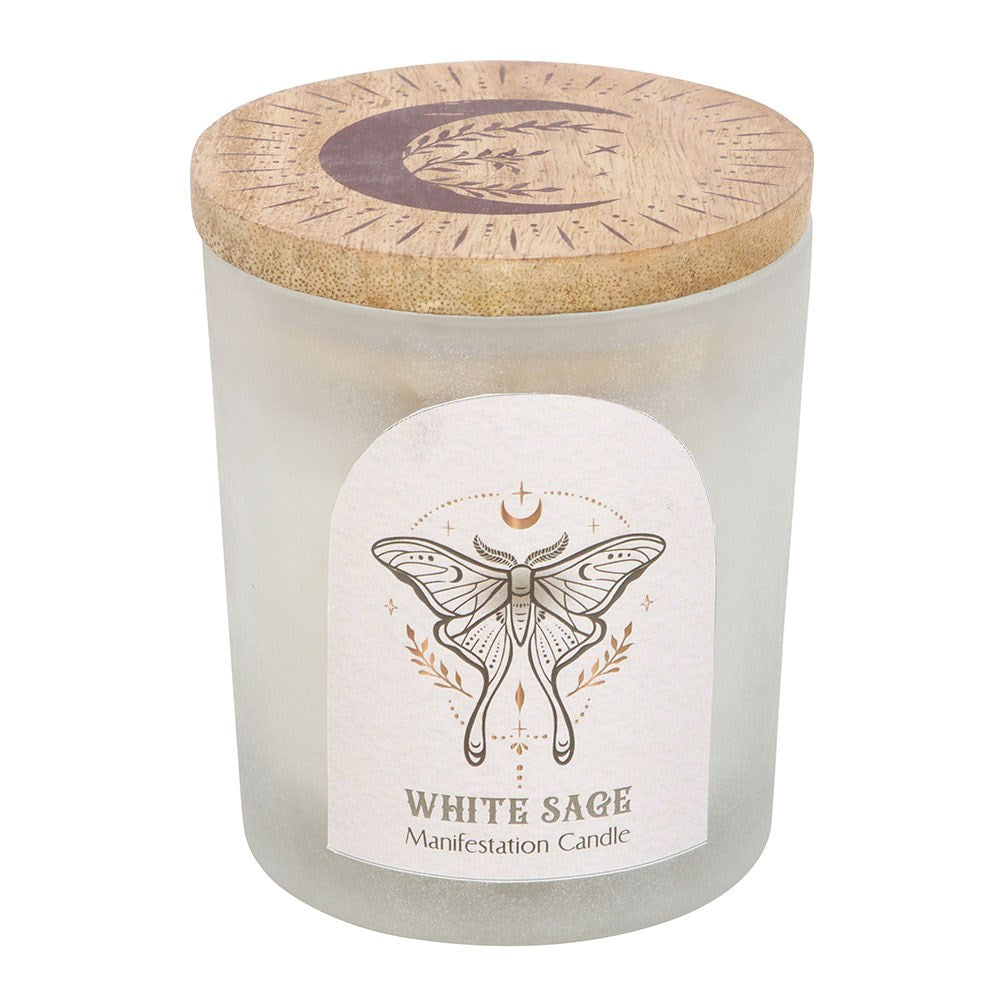 Luna Moth Manifestation Candle with Clear Quartz Crystals 500g