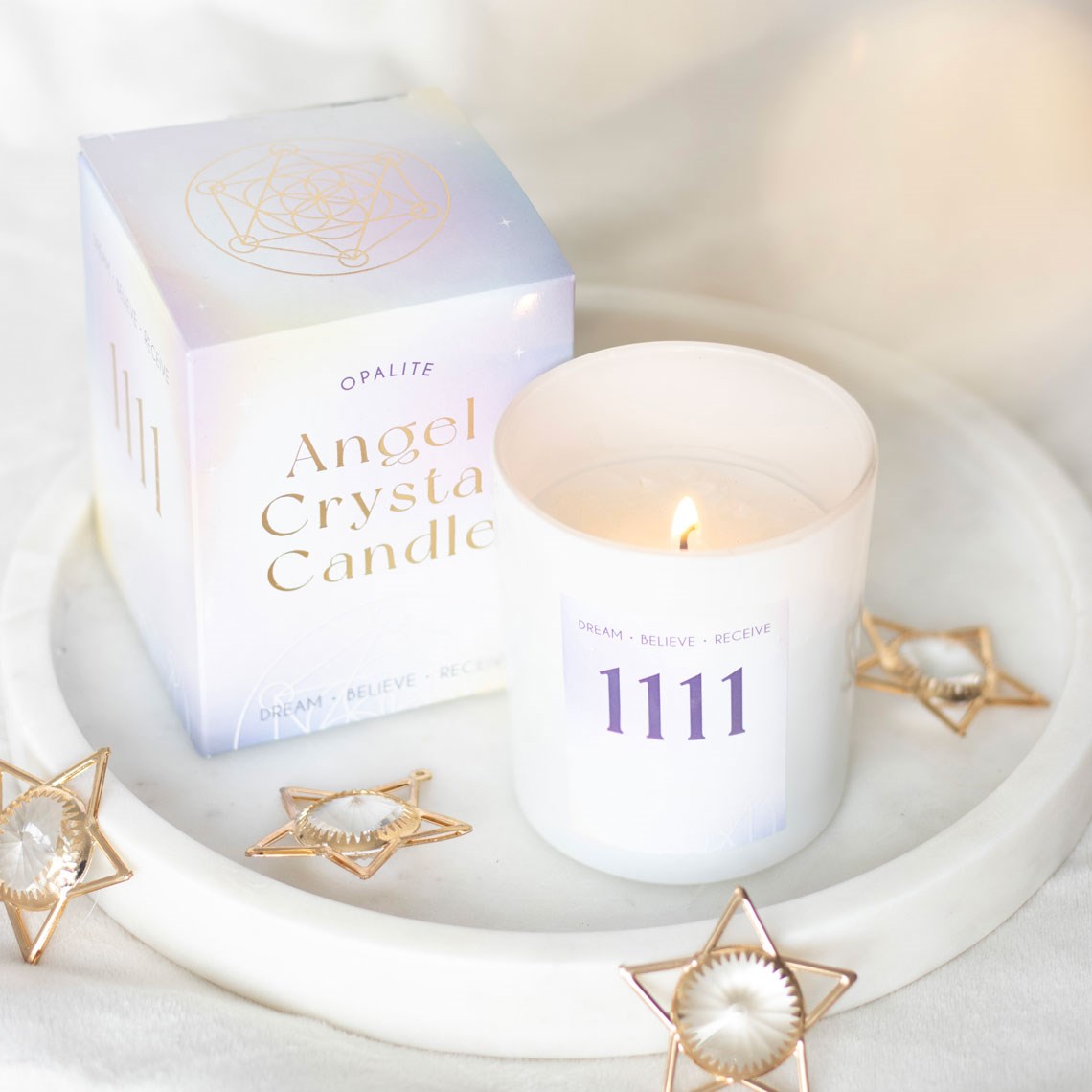 1111 Angel Number Crystal Chip Candle 440g