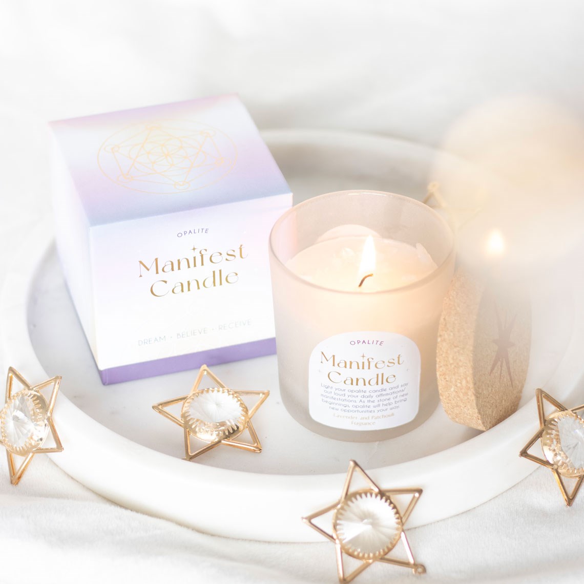 Opalite Lavender & Patchouli Manifestation Candle - 340g