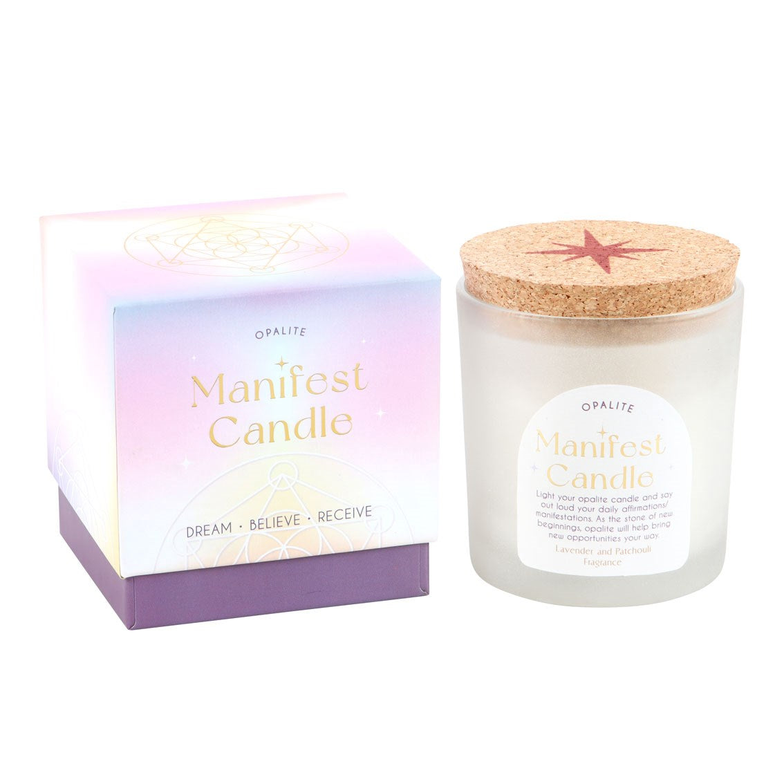 Opalite Lavender & Patchouli Manifestation Candle - 340g