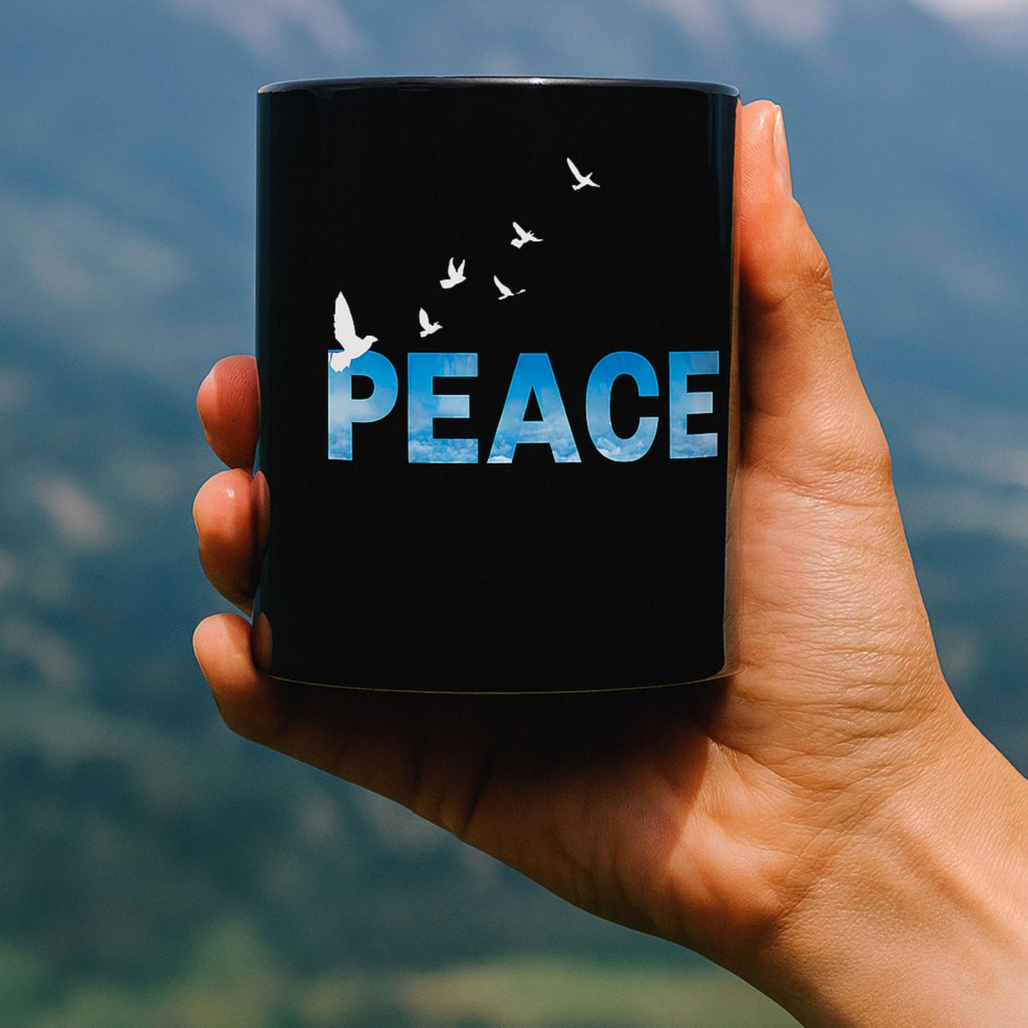 Peace – 11oz Black Ceramic Mug