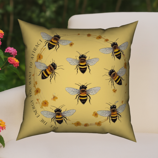 “Bee the Energy You Want to Attract” – Square Cushion Cover