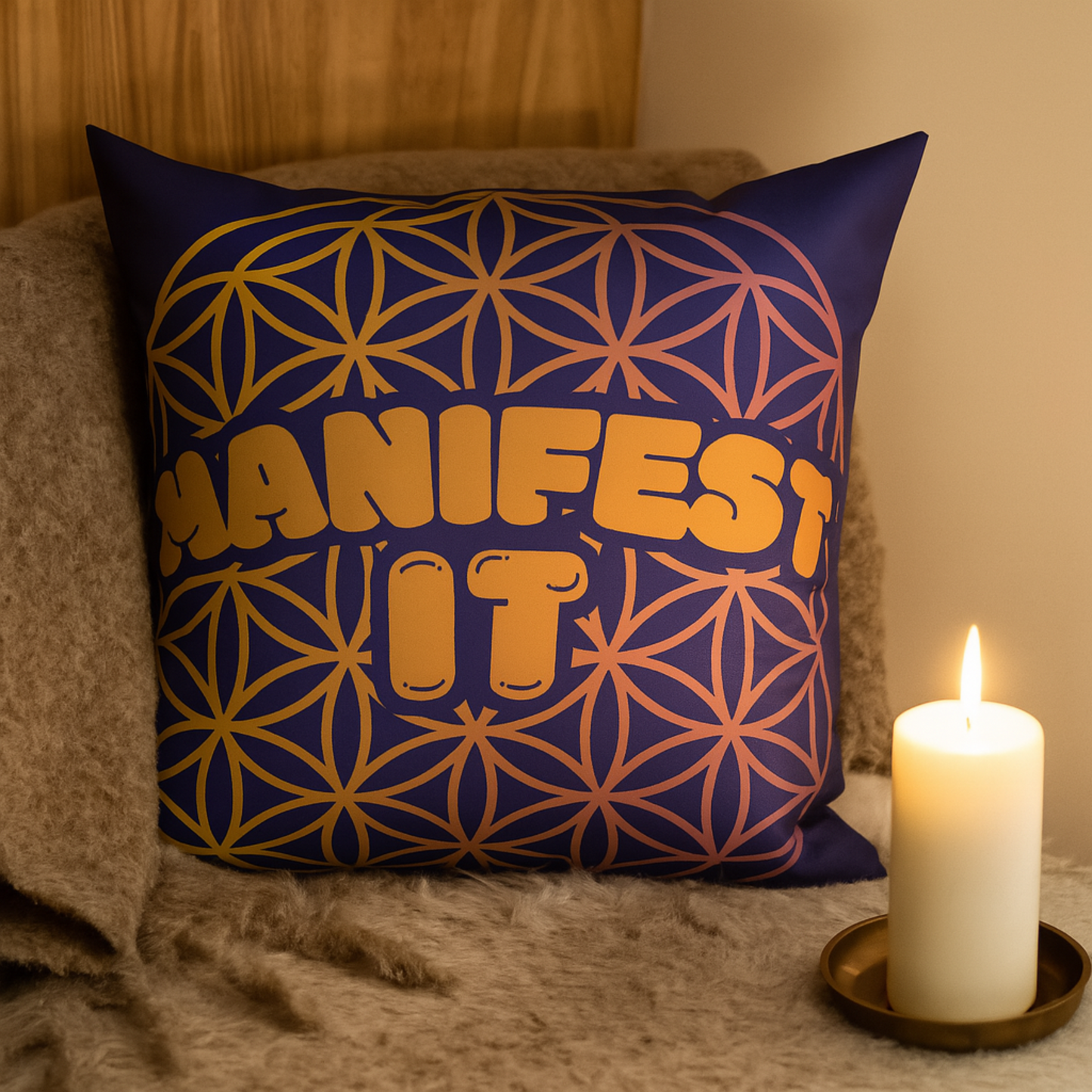 "Manifest It" Square Cushion Cover – All-Over-Print